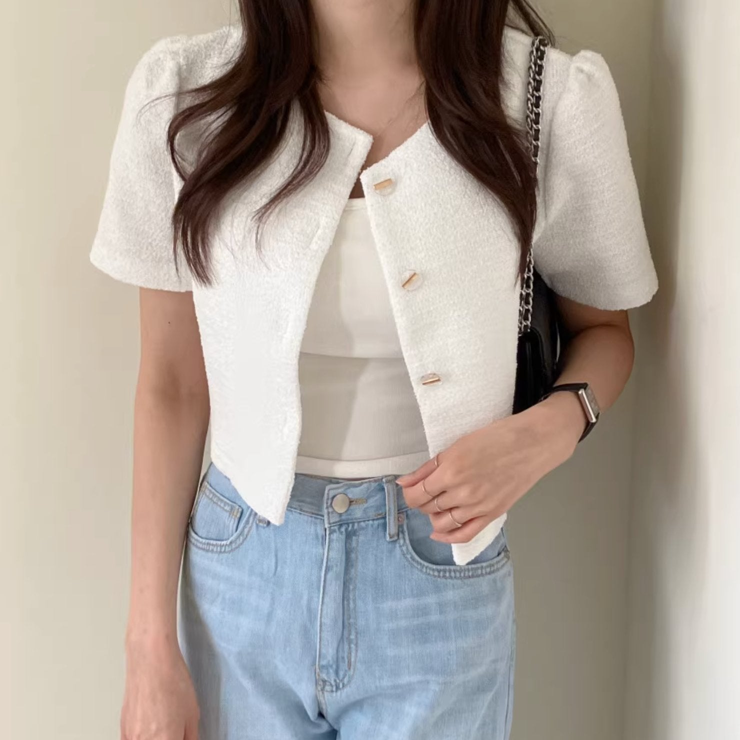 KNITTED RIB HALF TOP - Aumori
