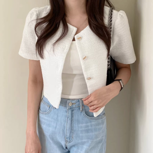 KNITTED RIB HALF TOP - Aumori