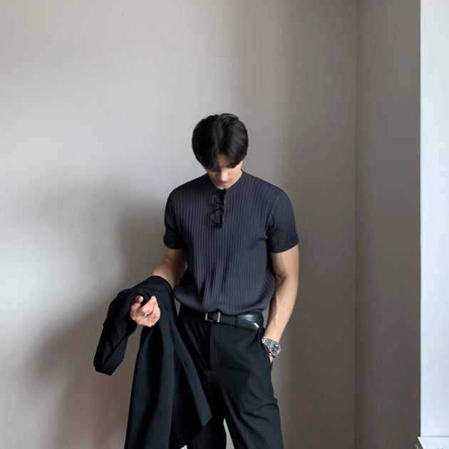 KNITTED SHORT SLEEVE T - SHIRT - Aumori