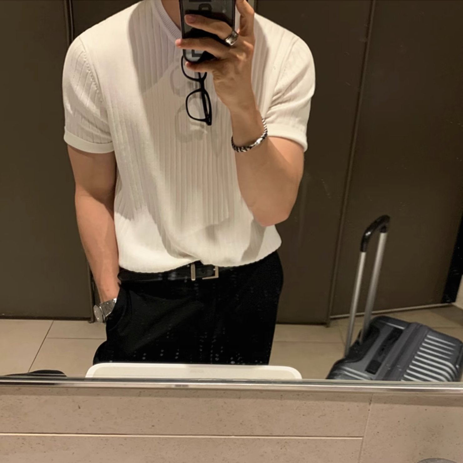 KNITTED SHORT SLEEVE T - SHIRT - Aumori