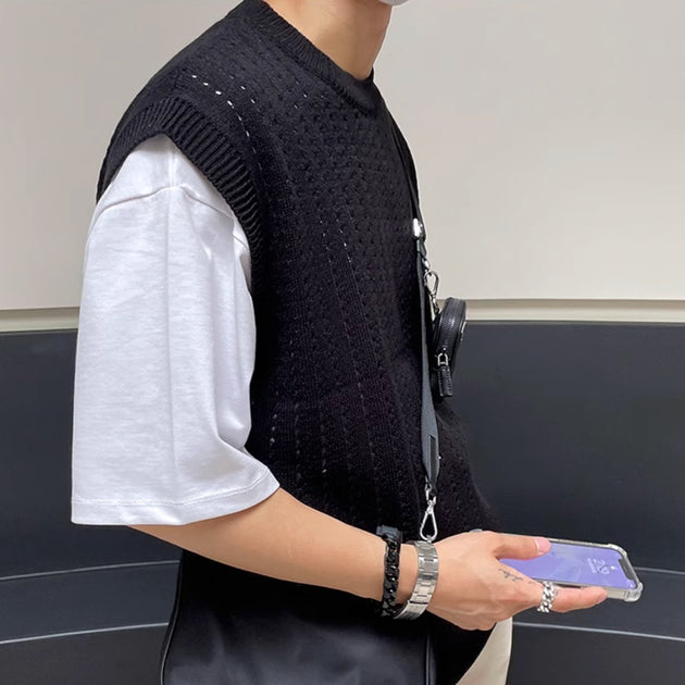 KNITTED SLEEVELESS VEST - Aumori