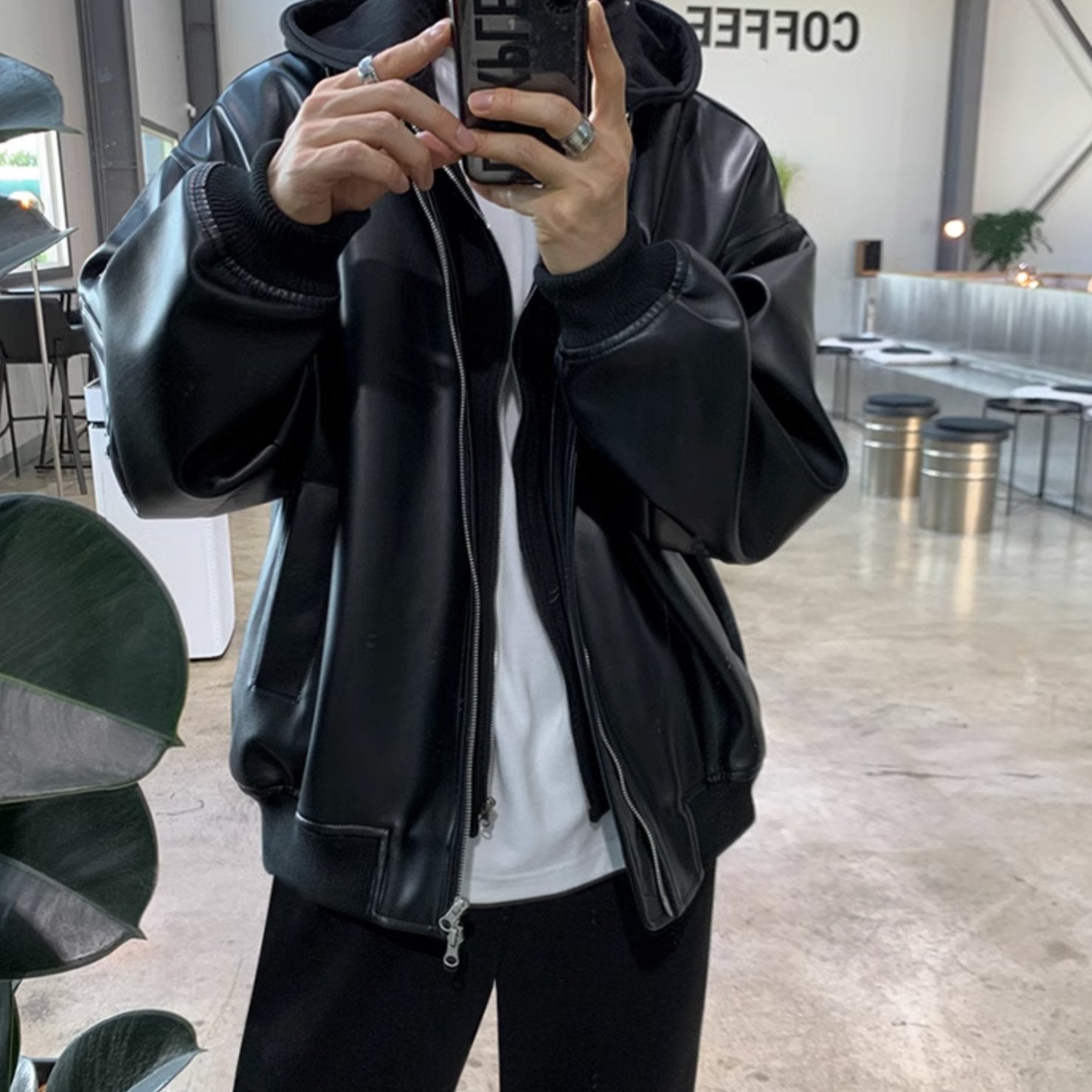 LEATHER HOODIE - Aumori