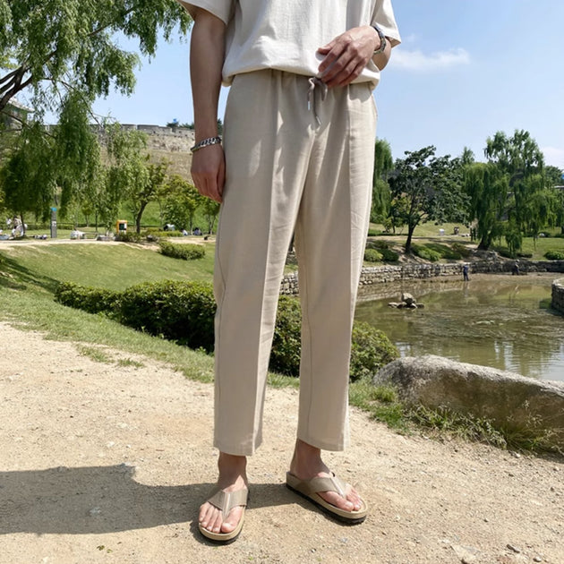 LINEN ANKLE PANTS - Aumori