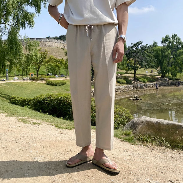LINEN ANKLE PANTS - Aumori