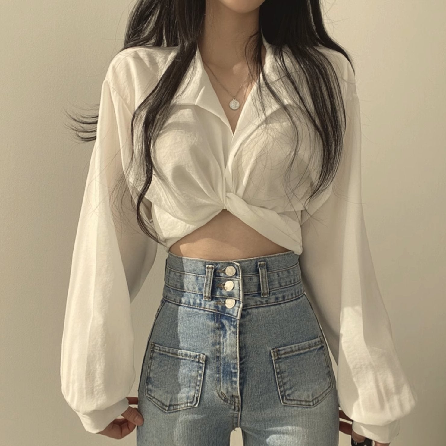 LONG SLEEVE CROP TOP - Aumori