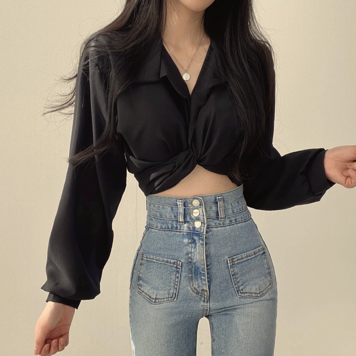 LONG SLEEVE CROP TOP - Aumori