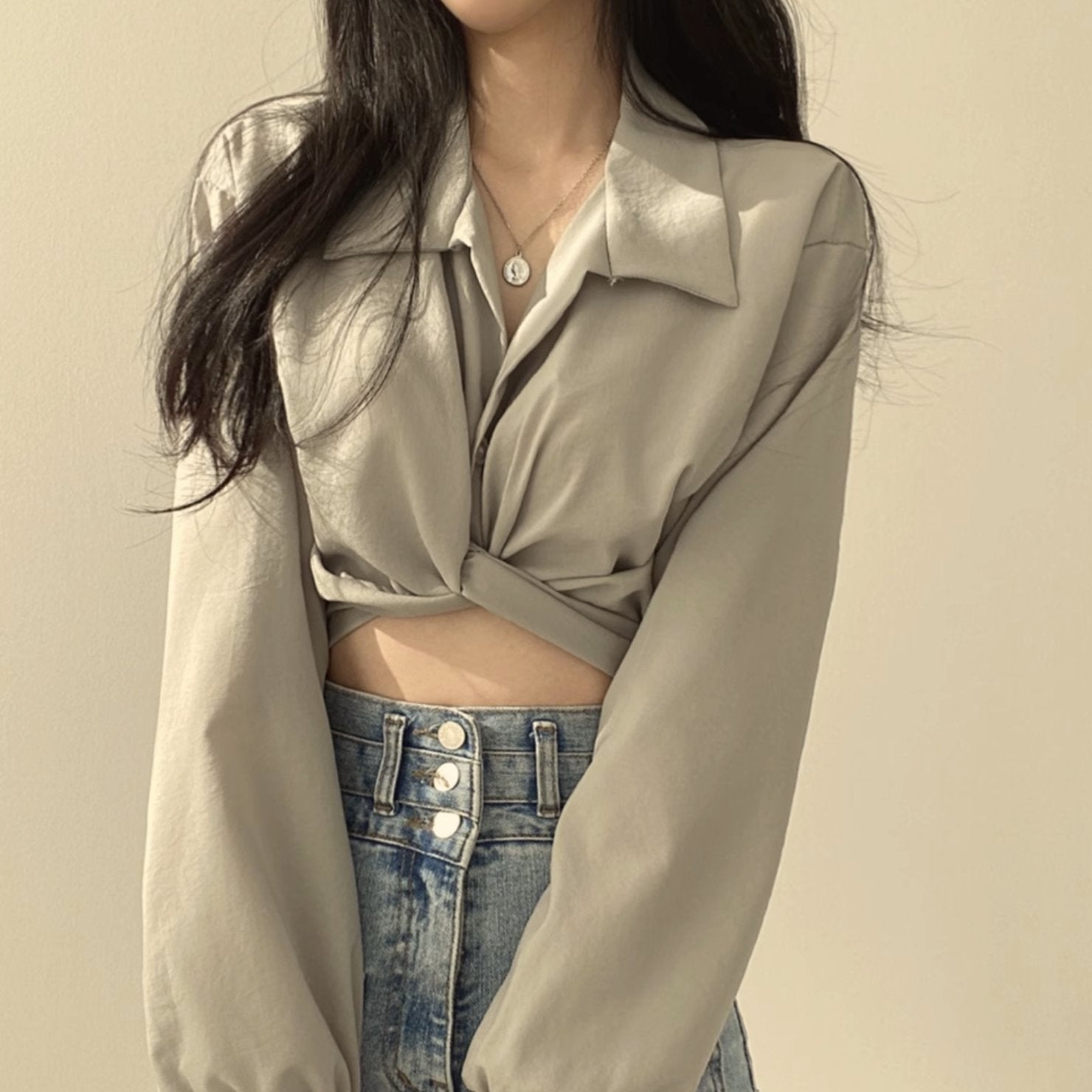 LONG SLEEVE CROP TOP - Aumori