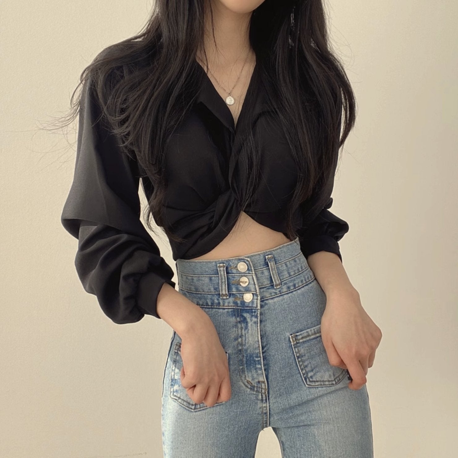 LONG SLEEVE CROP TOP - Aumori