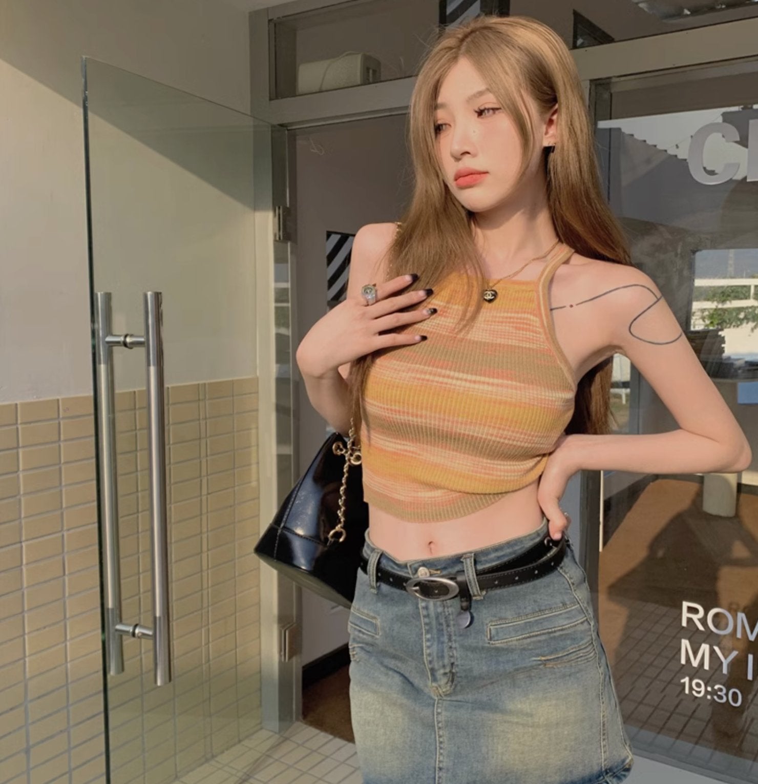 MULTI STRIPE CROP TOP - Aumori