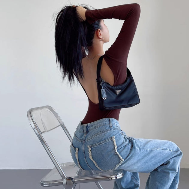 OPEN BACK LONG SLEEVE TOP - Aumori