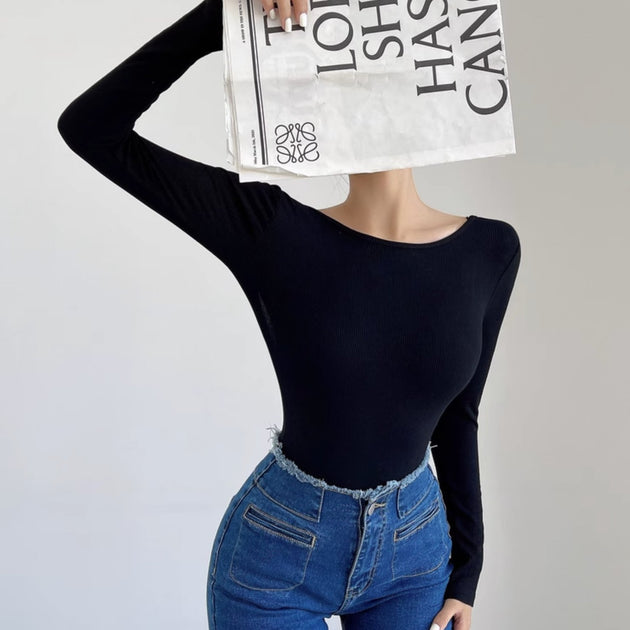 OPEN BACK LONG SLEEVE TOP - Aumori