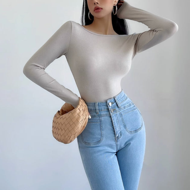 OPEN BACK LONG SLEEVE TOP - Aumori