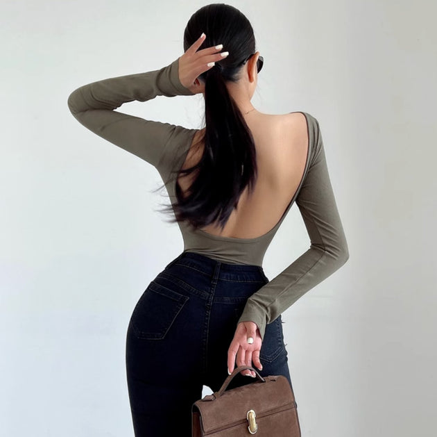 OPEN BACK LONG SLEEVE TOP - Aumori