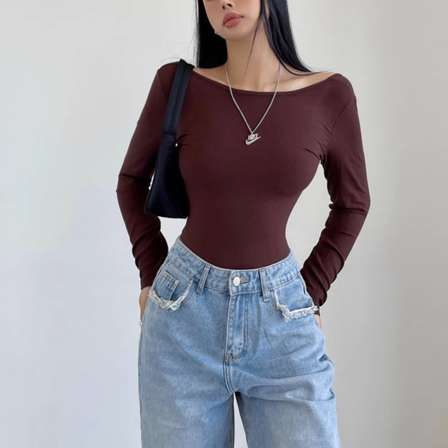 OPEN BACK LONG SLEEVE TOP - Aumori