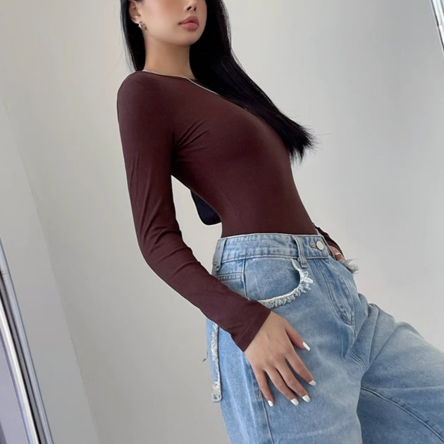 OPEN BACK LONG SLEEVE TOP - Aumori