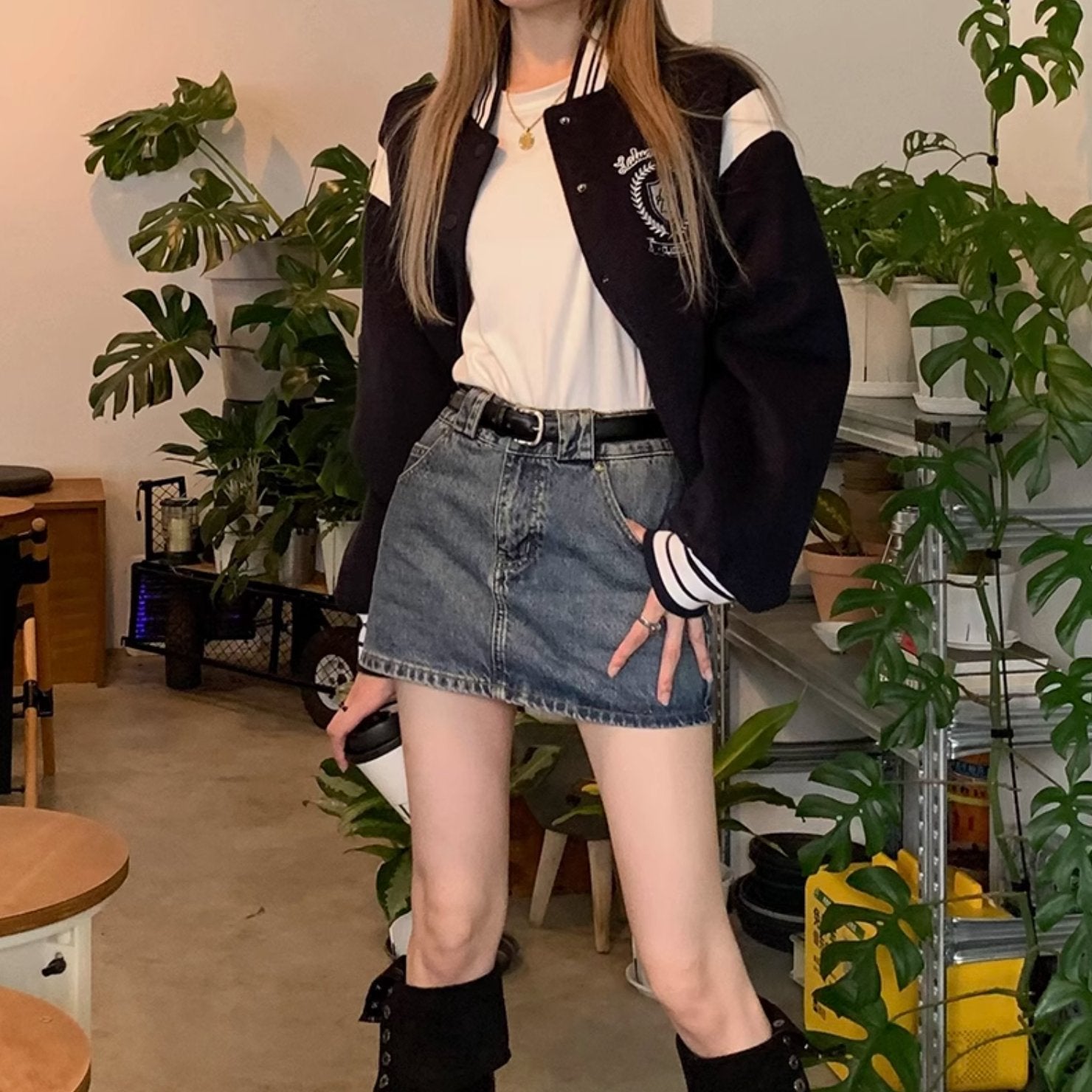 OUTER DENIM SKIRT - Aumori