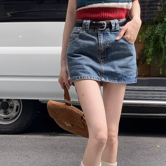 OUTER DENIM SKIRT - Aumori