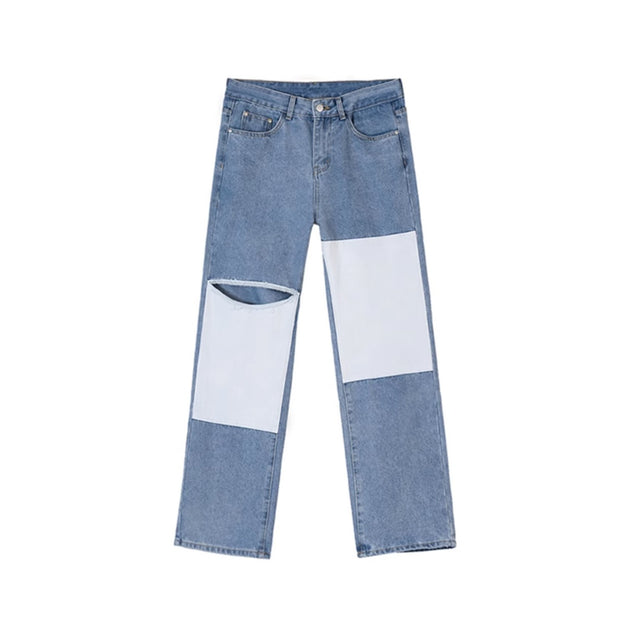 PATCHED RIPPED JEANS - Aumori