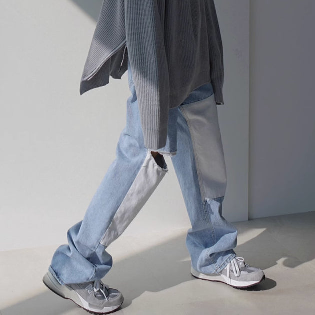 PATCHED RIPPED JEANS - Aumori