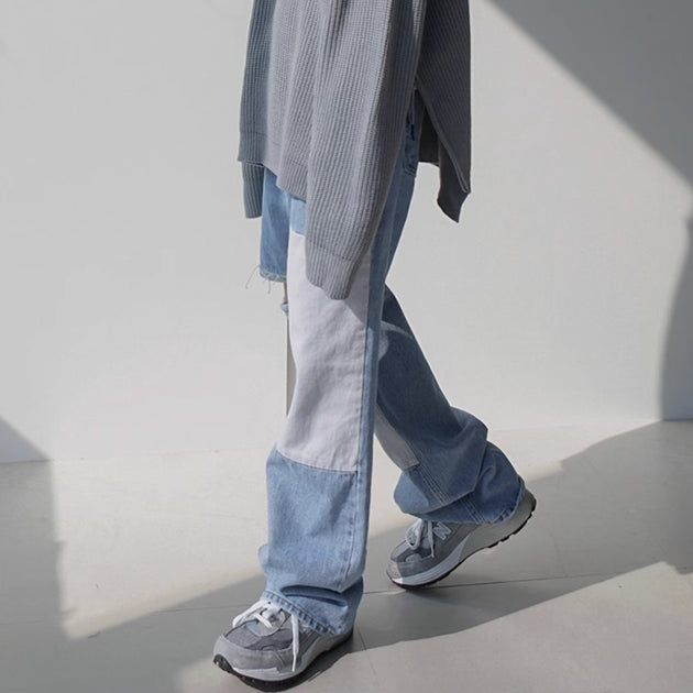 PATCHED RIPPED JEANS - Aumori