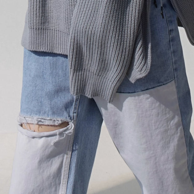 PATCHED RIPPED JEANS - Aumori