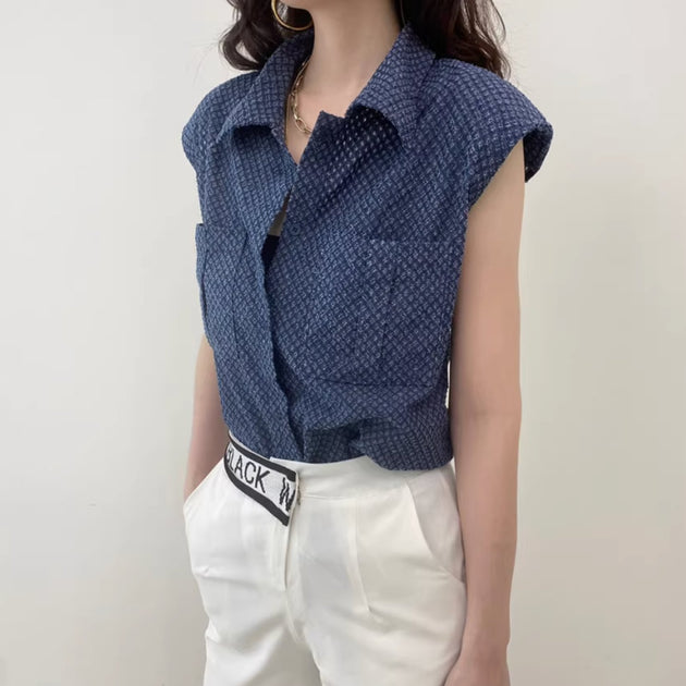 PATTERNED BUTTON UP TOP - Aumori