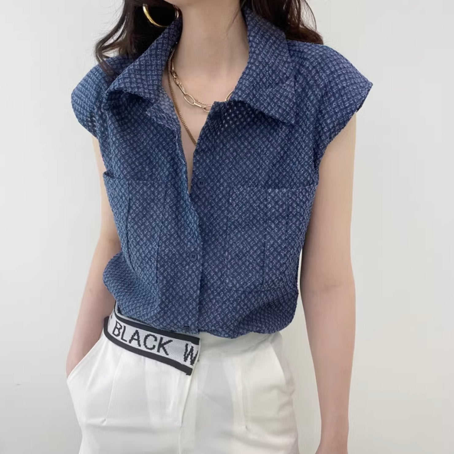 PATTERNED BUTTON UP TOP - Aumori