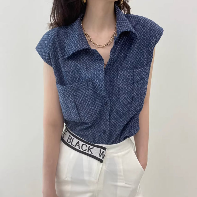 PATTERNED BUTTON UP TOP - Aumori