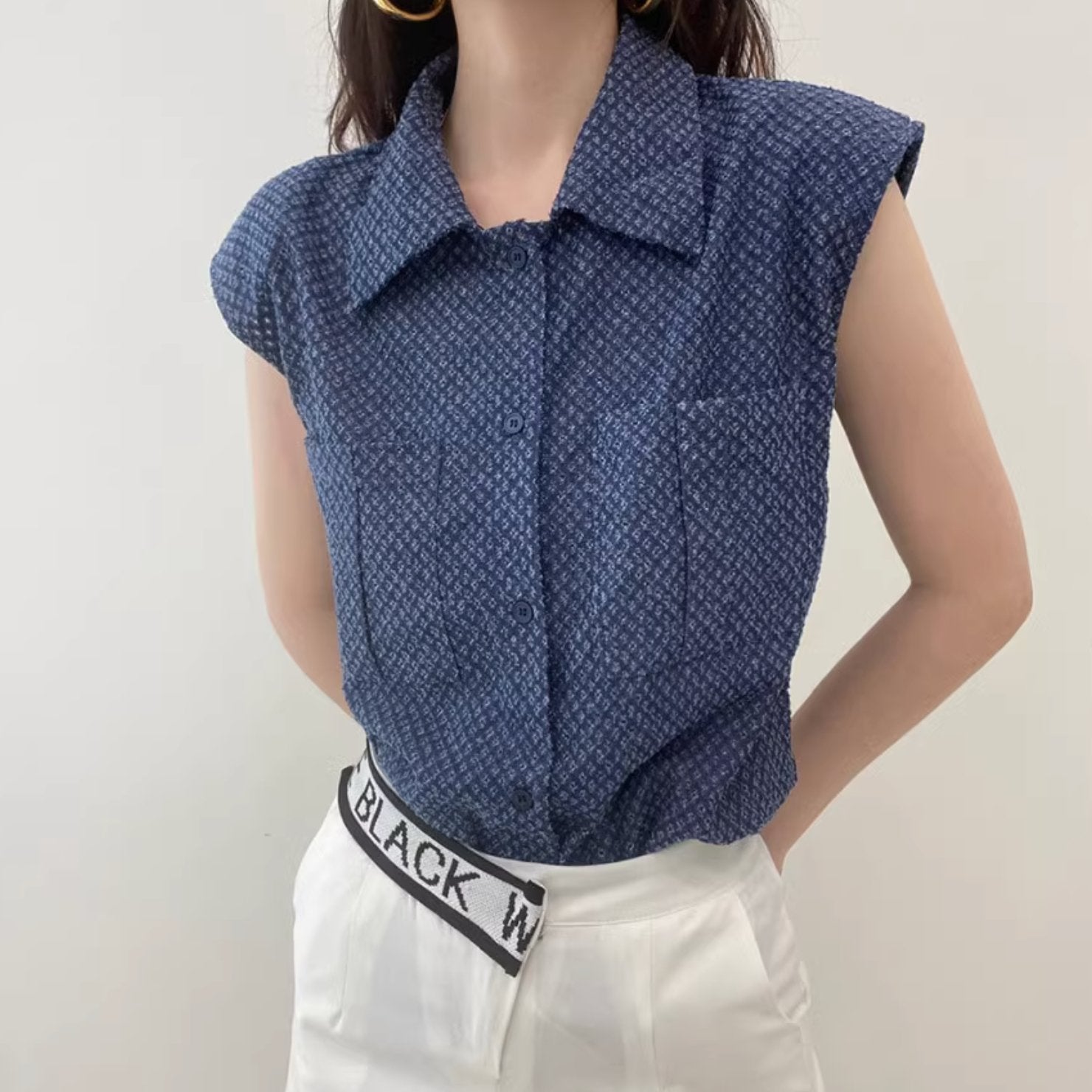PATTERNED BUTTON UP TOP - Aumori