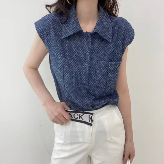 PATTERNED BUTTON UP TOP - Aumori