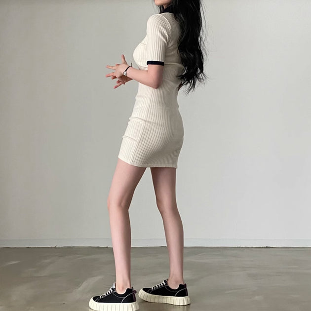 RIBBED SHORT DRESS - Aumori