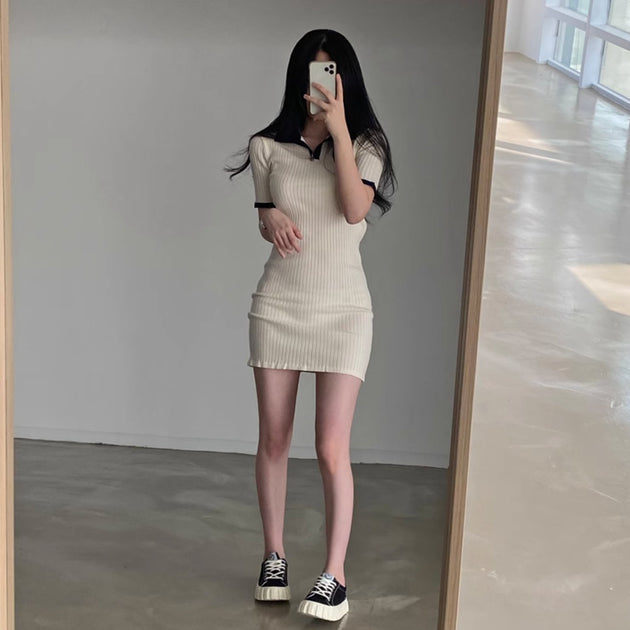 RIBBED SHORT DRESS - Aumori