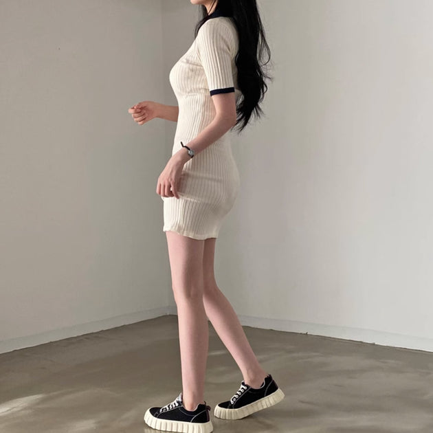 RIBBED SHORT DRESS - Aumori