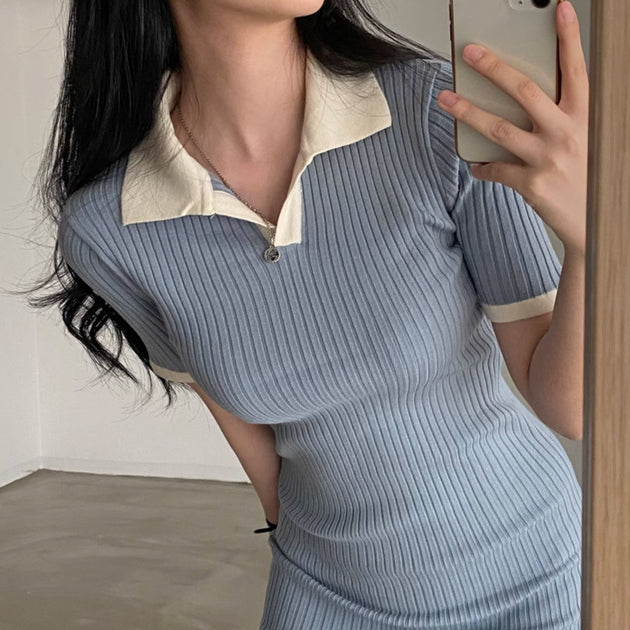 RIBBED SHORT DRESS - Aumori