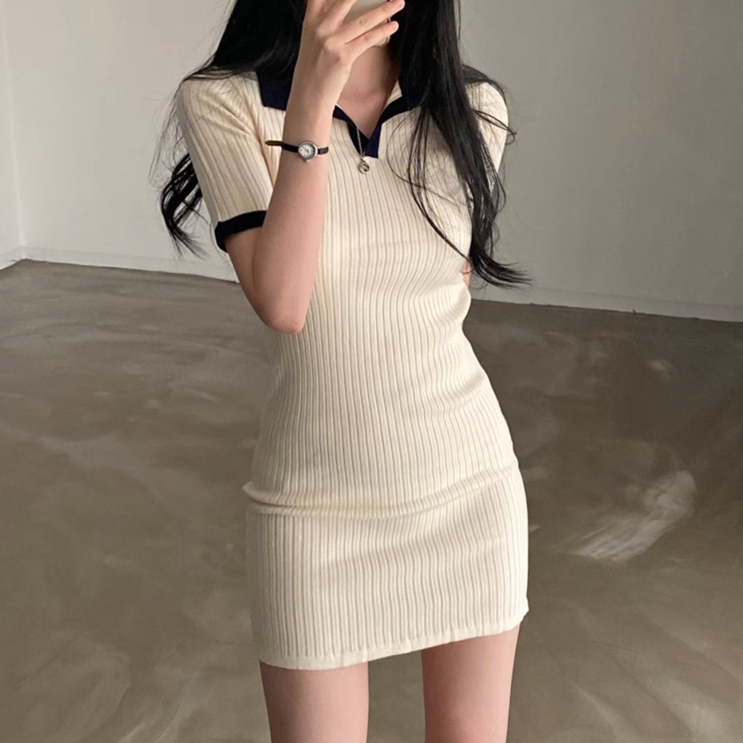RIBBED SHORT DRESS - Aumori