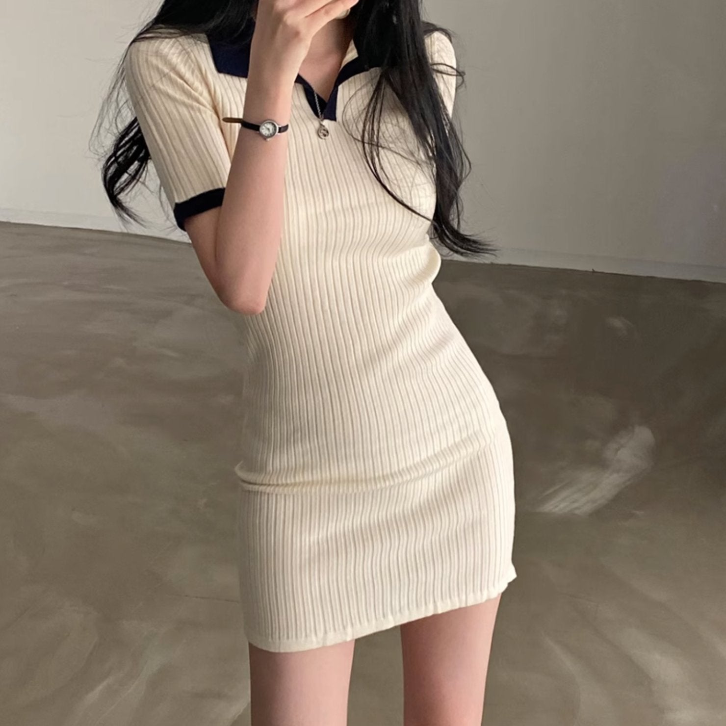 RIBBED SHORT DRESS - Aumori