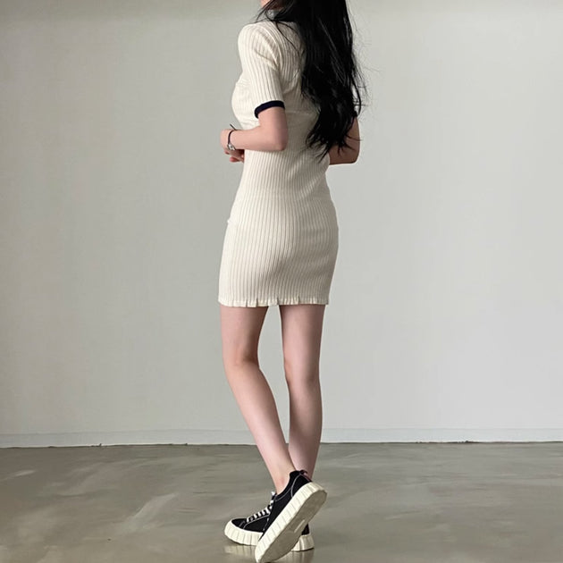RIBBED SHORT DRESS - Aumori