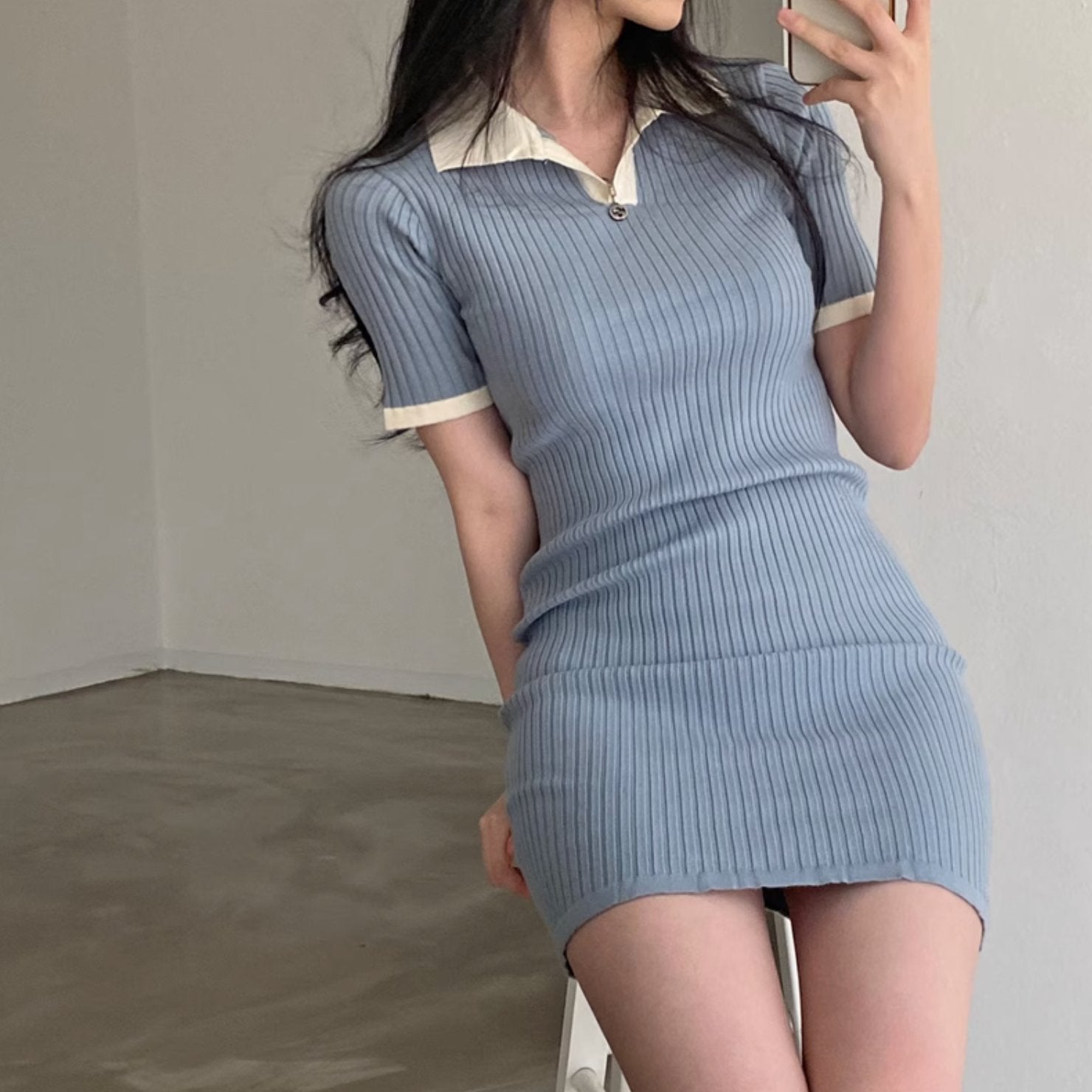 RIBBED SHORT DRESS - Aumori