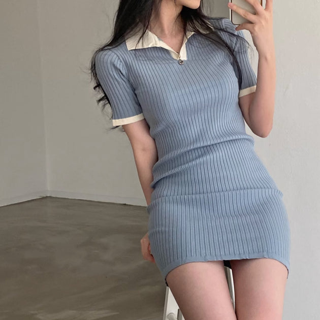 RIBBED SHORT DRESS - Aumori