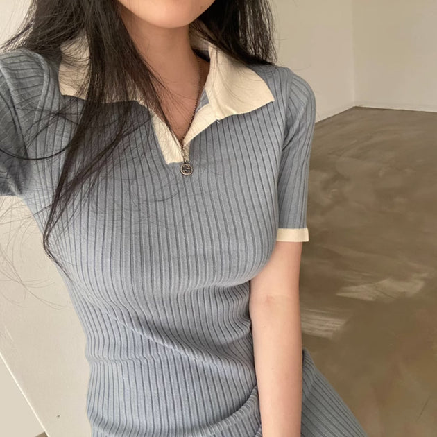 RIBBED SHORT DRESS - Aumori