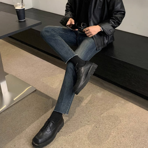 RIPPED ANKLE JEANS - Aumori