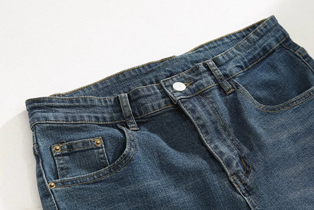 RIPPED ANKLE JEANS - Aumori