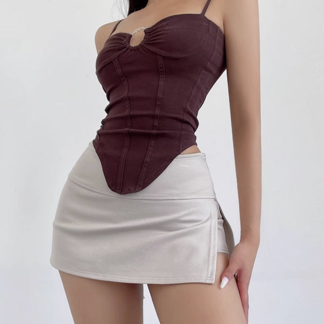 SIDE SPLIT MINI SKIRT - Aumori