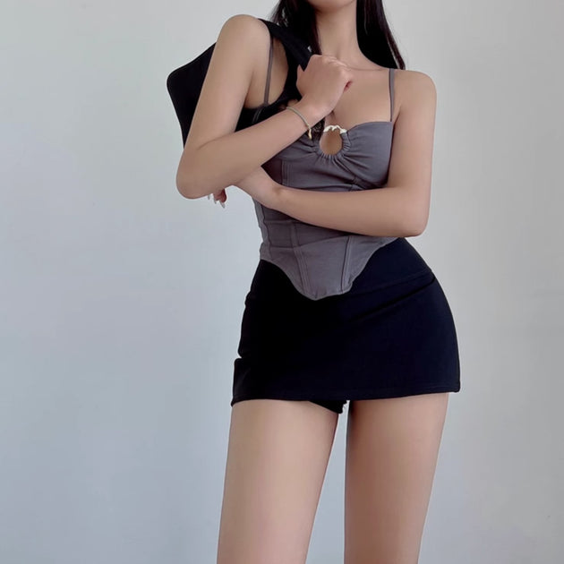 SIDE SPLIT MINI SKIRT - Aumori