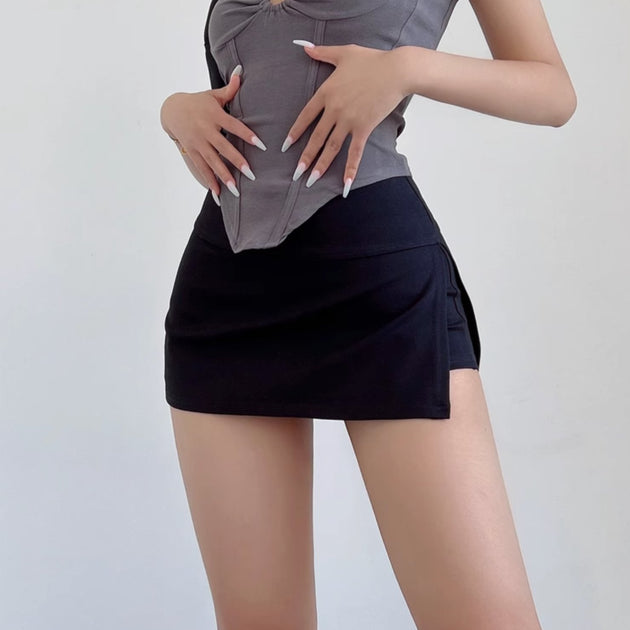 SIDE SPLIT MINI SKIRT - Aumori