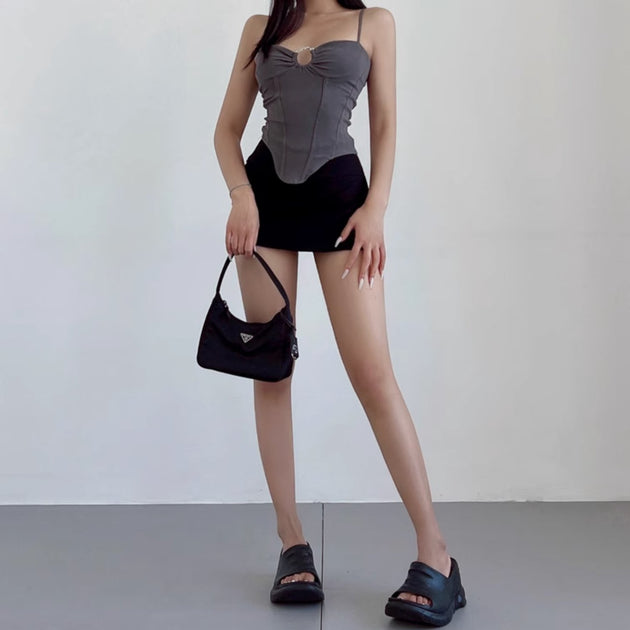 SIDE SPLIT MINI SKIRT - Aumori