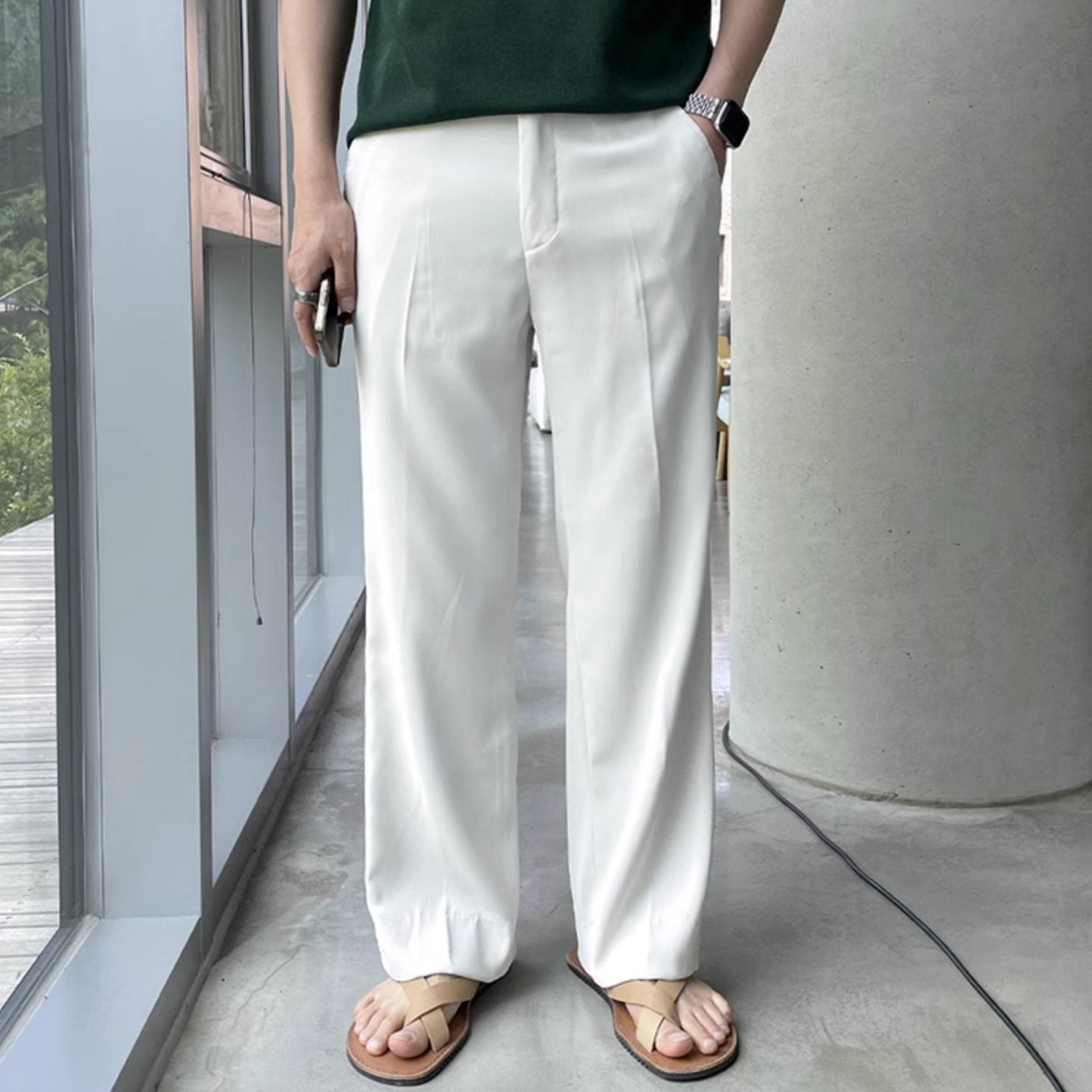 SIDE SPLIT STRAIGHT PANTS - Aumori