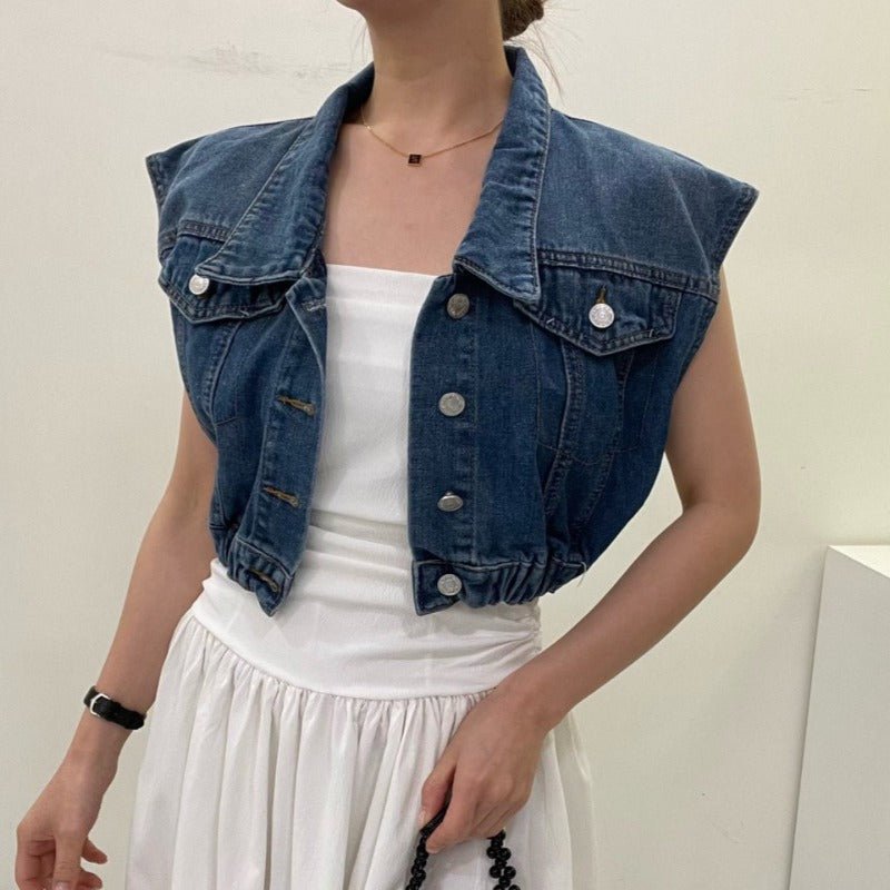 SLEEVELESS DENIM TOP - Aumori