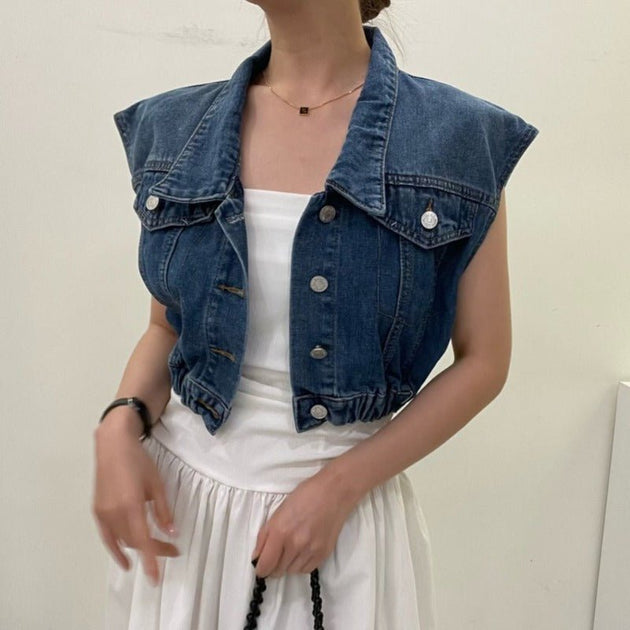 SLEEVELESS DENIM TOP - Aumori