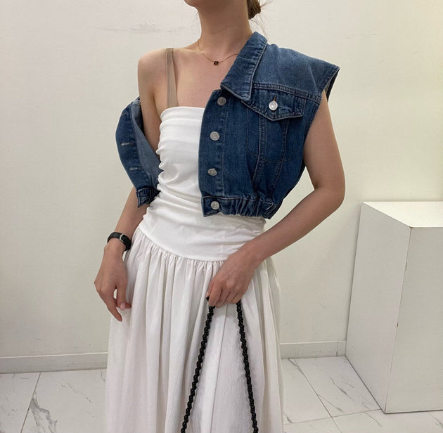 SLEEVELESS DENIM TOP - Aumori